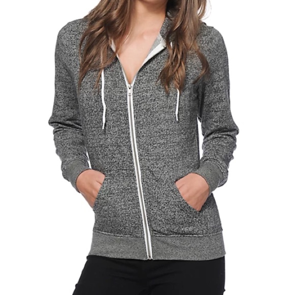 F21 Glittered Zip Up Sweatshirt with Hoodie